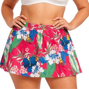 SWIM by Cacique Floral Swim Skirt Size 18 Pink Tropical Swim Bottom